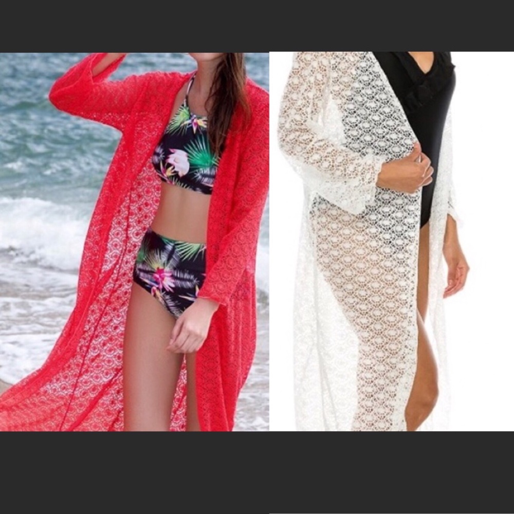 Beach Swim Coverup Open Long Sleeve Knit
